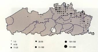 Kaart atlas Bonte vliegenvanger